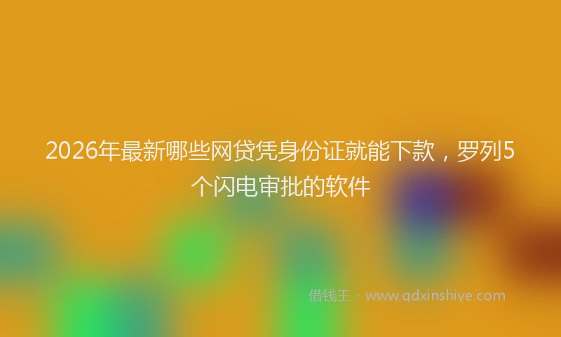 2026年最新哪些网贷凭身份证就能下款，罗列5个闪电审批的软件