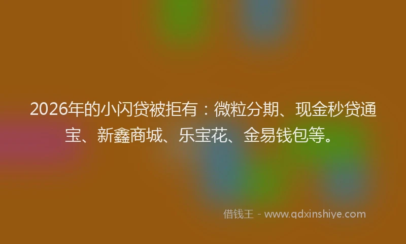 2026年的小闪贷被拒有：微粒分期、现金秒贷通宝、新鑫商城、乐宝花、金易钱包等。