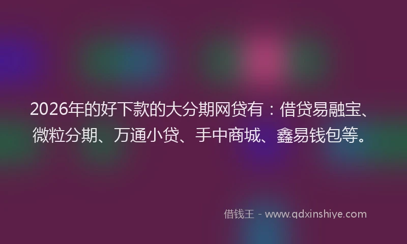 2026年的好下款的大分期网贷有：借贷易融宝、微粒分期、万通小贷、手中商城、鑫易钱包等。