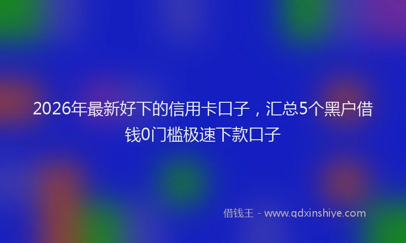 2026年最新好下的信用卡口子，汇总5个黑户借钱0门槛极速下款口子