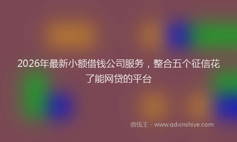 2026年最新小额借钱公司服务，整合五个征信花了能网贷的平台