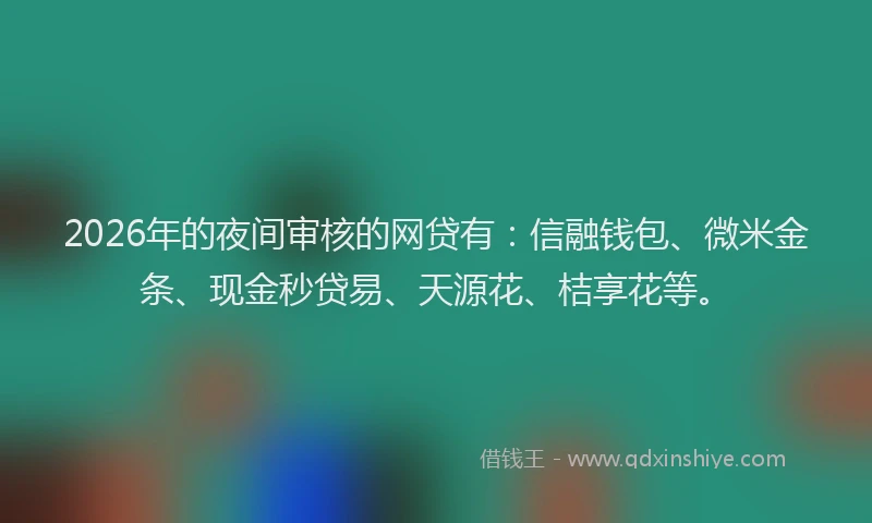 2026年的夜间审核的网贷有:信融钱包、微米金条、现金秒贷易、天源花、桔享花等。