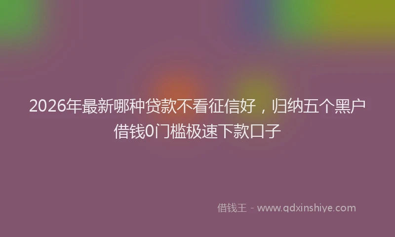 2026年最新哪种贷款不看征信好，归纳五个黑户借钱0门槛极速下款口子