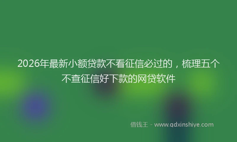 2026年最新小额贷款不看征信必过的，梳理五个不查征信好下款的网贷软件
