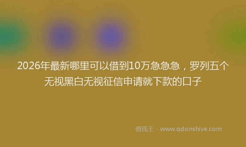 2026年最新哪里可以借到10万急急急，罗列五个无视黑白无视征信申请就下款的口子