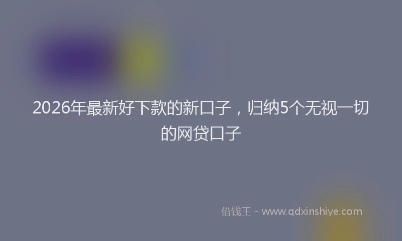 2026年最新好下款的新口子，归纳5个无视一切的网贷口子