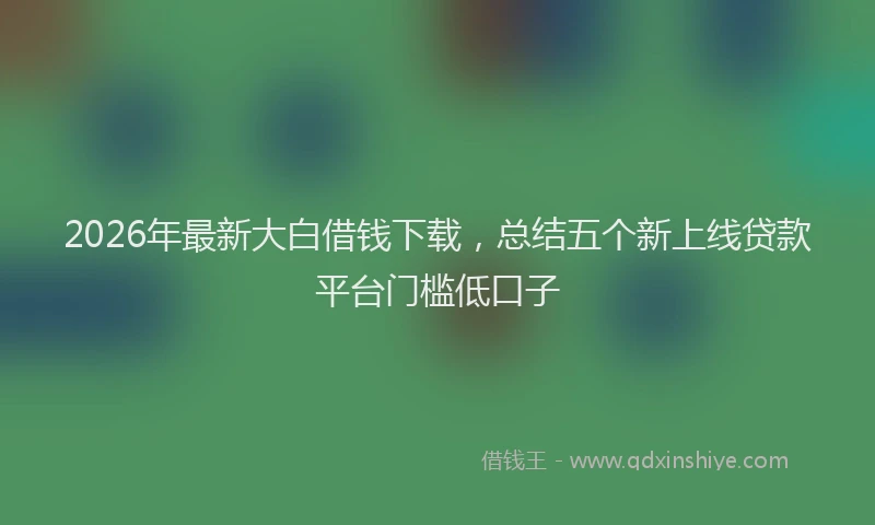 2026年最新大白借钱下载,总结五个新上线贷款平台门槛低口子