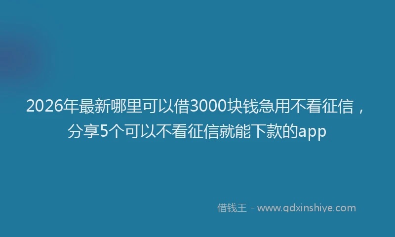 2026年最新哪里可以借3000块钱急用不看征信，分享5个可以不看征信就能下款的app