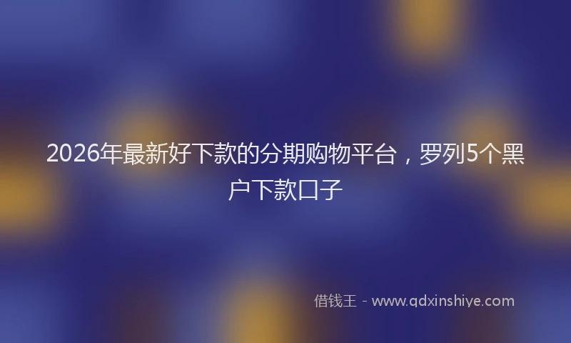 2026年最新好下款的分期购物平台，罗列5个黑户下款口子