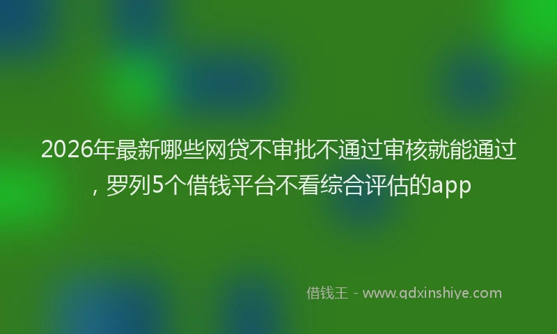 2026年最新哪些网贷不审批不通过审核就能通过，罗列5个借钱平台不看综合评估的app