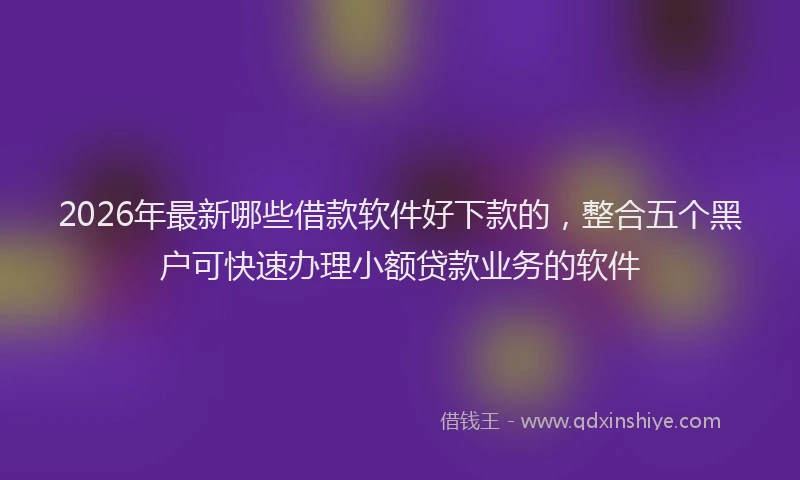 2026年最新哪些借款软件好下款的，整合五个黑户可快速办理小额贷款业务的软件