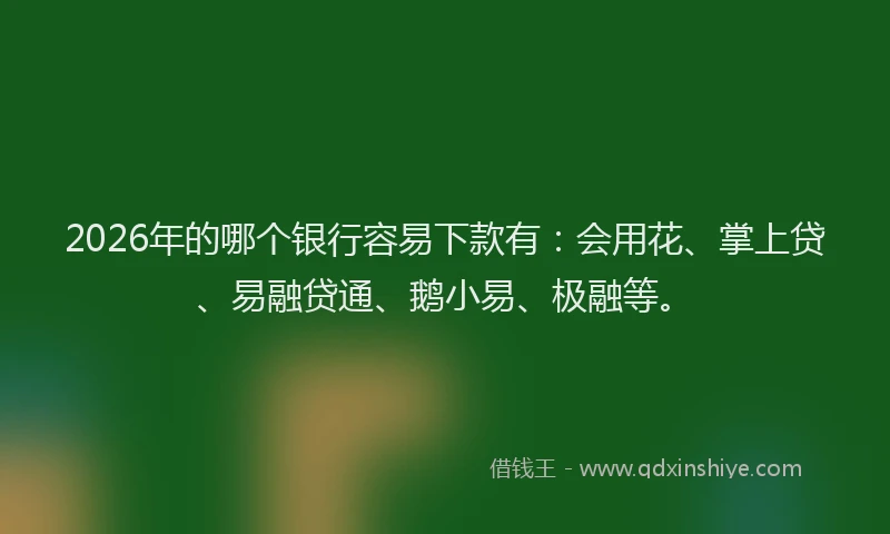 2026年的哪个银行容易下款有：会用花、掌上贷、易融贷通、鹅小易、极融等。