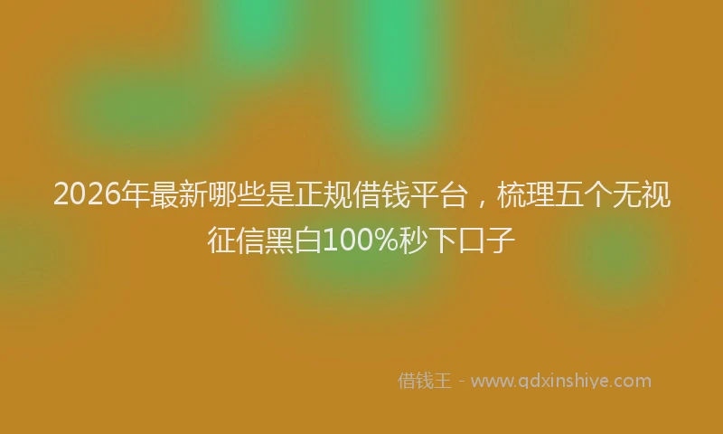 2026年最新哪些是正规借钱平台，梳理五个无视征信黑白100%秒下口子