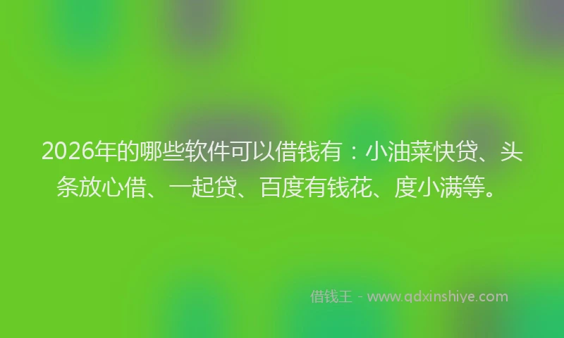2026年的哪些软件可以借钱有:小油菜快贷、头条放心借、一起贷、百度有钱花、度小满等。