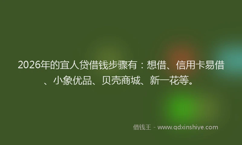 2026年的宜人贷借钱步骤有：想借、信用卡易借、小象优品、贝壳商城、新一花等。