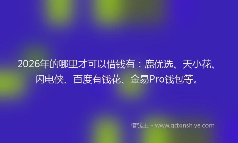 2026年的哪里才可以借钱有：鹿优选、天小花、闪电侠、百度有钱花、金易Pro钱包等。