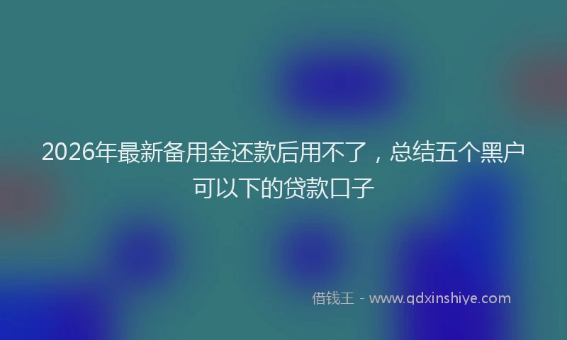 2026年最新备用金还款后用不了，总结五个黑户可以下的贷款口子