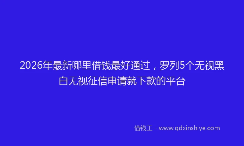 2026年最新哪里借钱最好通过，罗列5个无视黑白无视征信申请就下款的平台