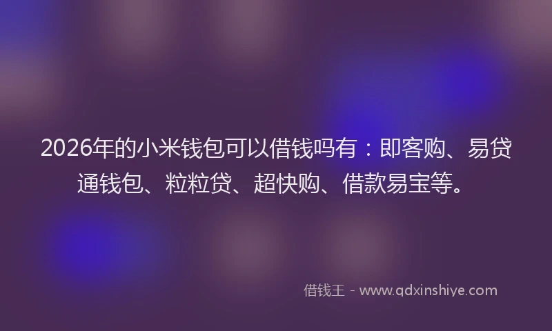 2026年的小米钱包可以借钱吗有：即客购、易贷通钱包、粒粒贷、超快购、借款易宝等。