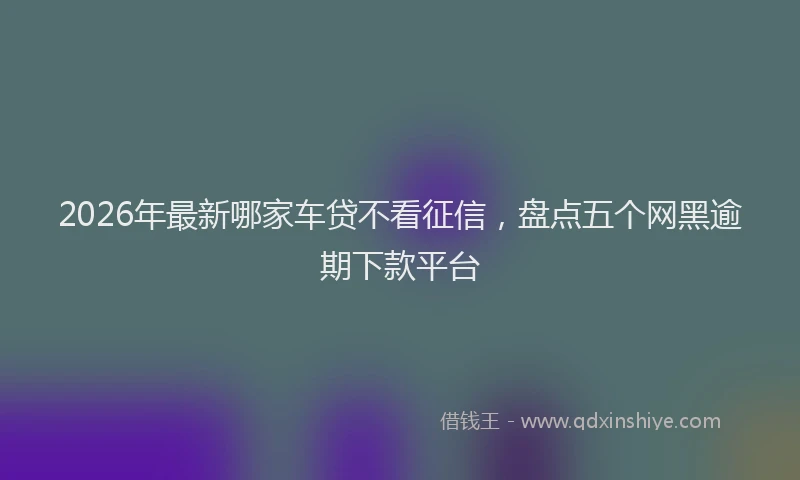 2026年最新哪家车贷不看征信,盘点五个网黑逾期下款平台