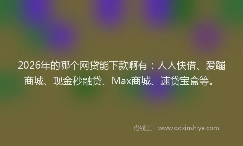 2026年的哪个网贷能下款啊有:人人快借、爱蹦商城、现金秒融贷、Max商城、速贷宝盒等。