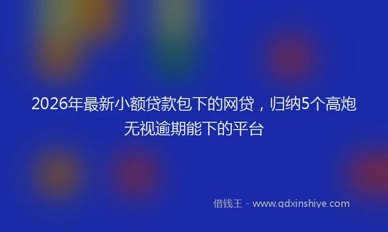 2026年最新小额贷款包下的网贷，归纳5个高炮无视逾期能下的平台