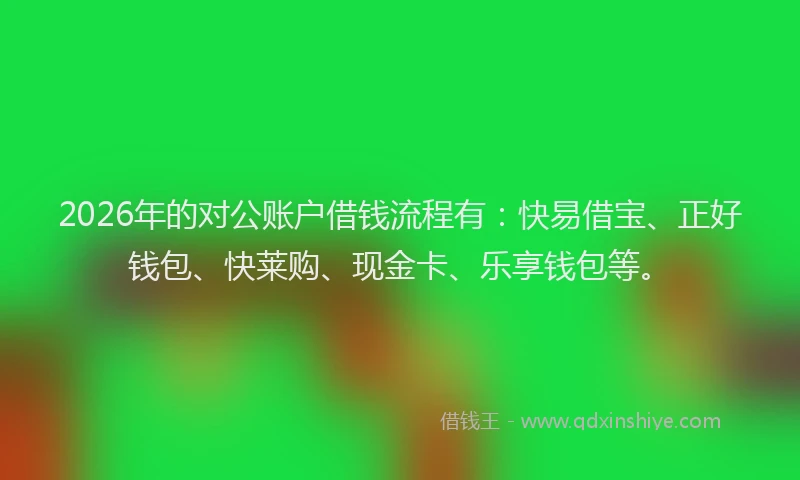 2026年的对公账户借钱流程有：快易借宝、正好钱包、快莱购、现金卡、乐享钱包等。