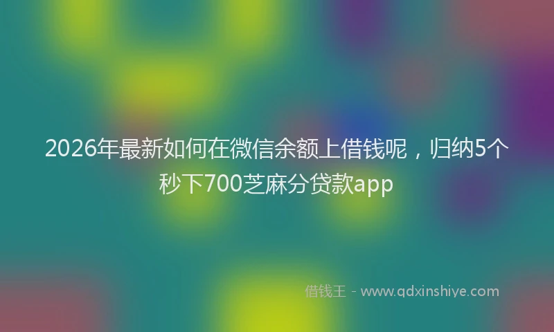 2026年最新如何在微信余额上借钱呢，归纳5个秒下700芝麻分贷款app