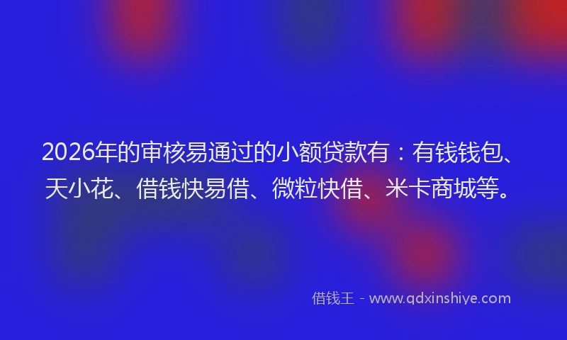 2026年的审核易通过的小额贷款有：有钱钱包、天小花、借钱快易借、微粒快借、米卡商城等。