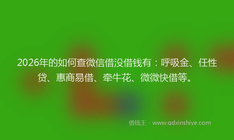 2026年的如何查微信借没借钱有：呼吸金、任性贷、惠商易借、牵牛花、微微快借等。