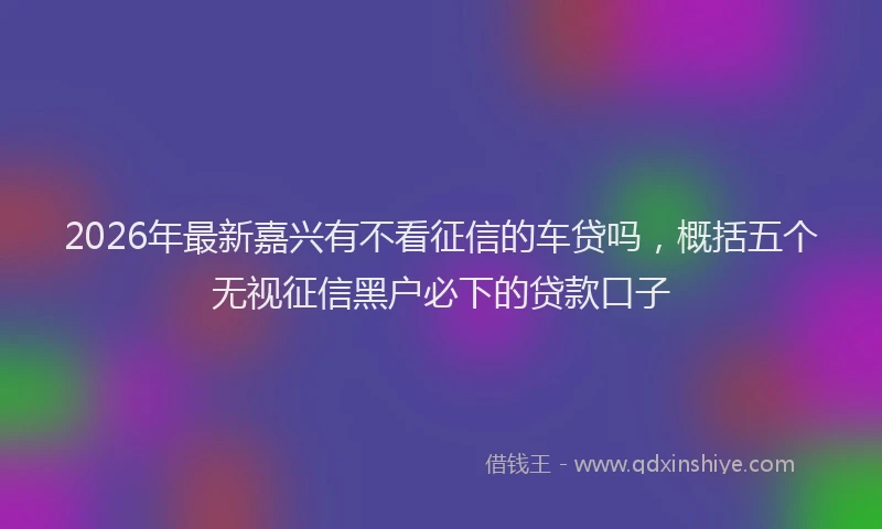 2026年最新嘉兴有不看征信的车贷吗，概括五个无视征信黑户必下的贷款口子