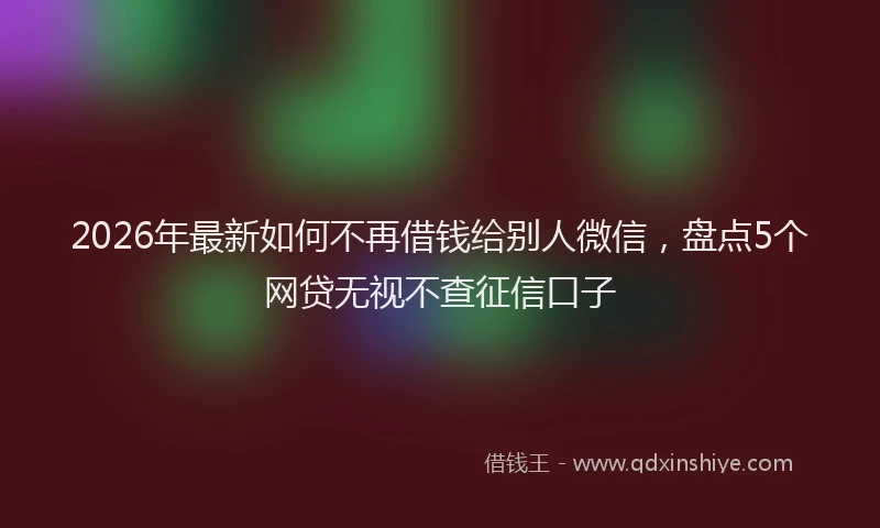 2026年最新如何不再借钱给别人微信，盘点5个网贷无视不查征信口子