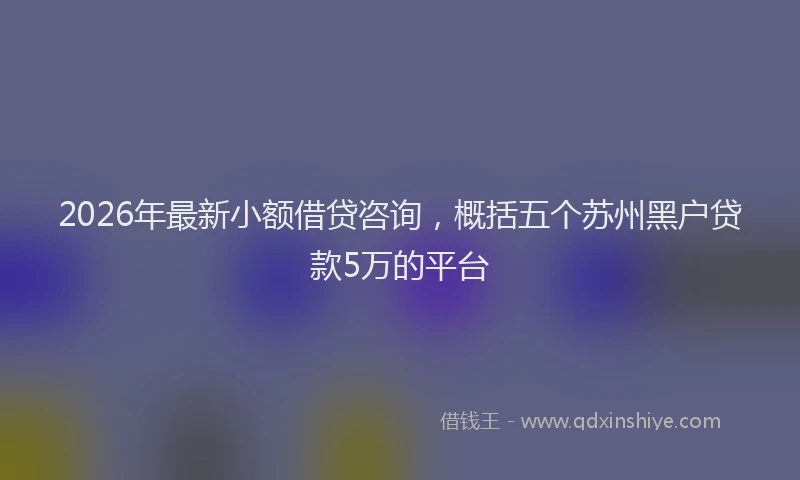 2026年最新小额借贷咨询，概括五个苏州黑户贷款5万的平台