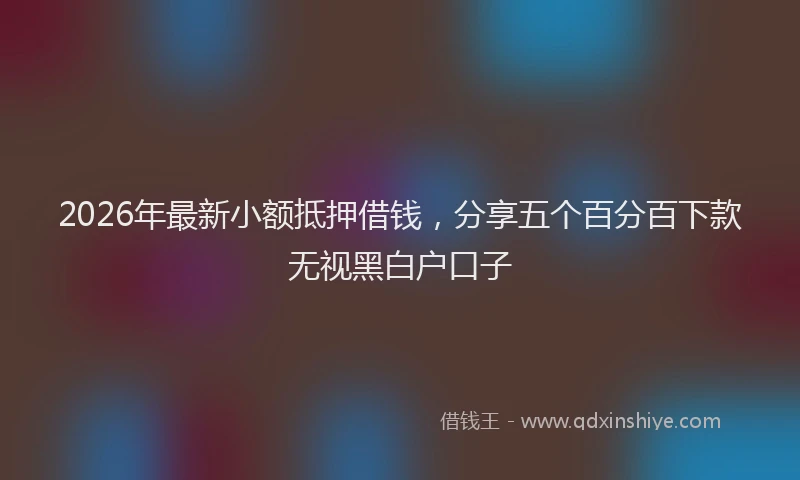 2026年最新小额抵押借钱，分享五个百分百下款无视黑白户口子