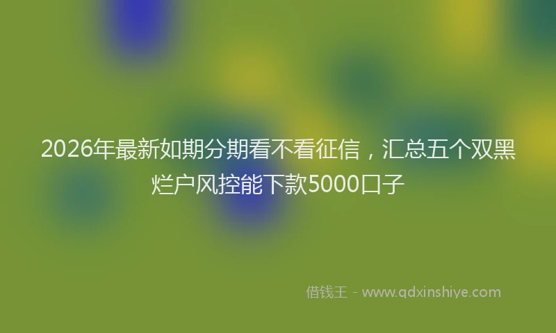 2026年最新如期分期看不看征信，汇总五个双黑烂户风控能下款5000口子
