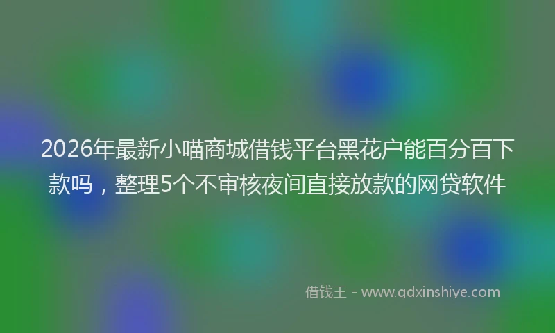 2026年最新小喵商城借钱平台黑花户能百分百下款吗，整理5个不审核夜间直接放款的网贷软件