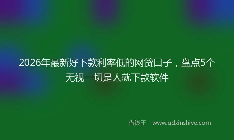 2026年最新好下款利率低的网贷口子，盘点5个无视一切是人就下款软件