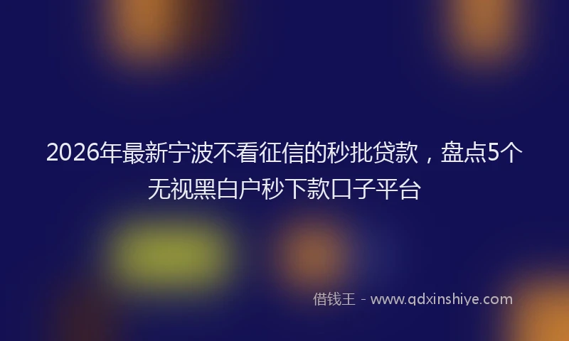 2026年最新宁波不看征信的秒批贷款，盘点5个无视黑白户秒下款口子平台