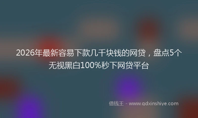 2026年最新容易下款几千块钱的网贷，盘点5个无视黑白100%秒下网贷平台