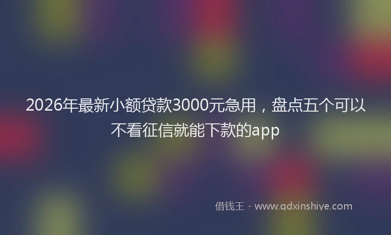 2026年最新小额贷款3000元急用，盘点五个可以不看征信就能下款的app