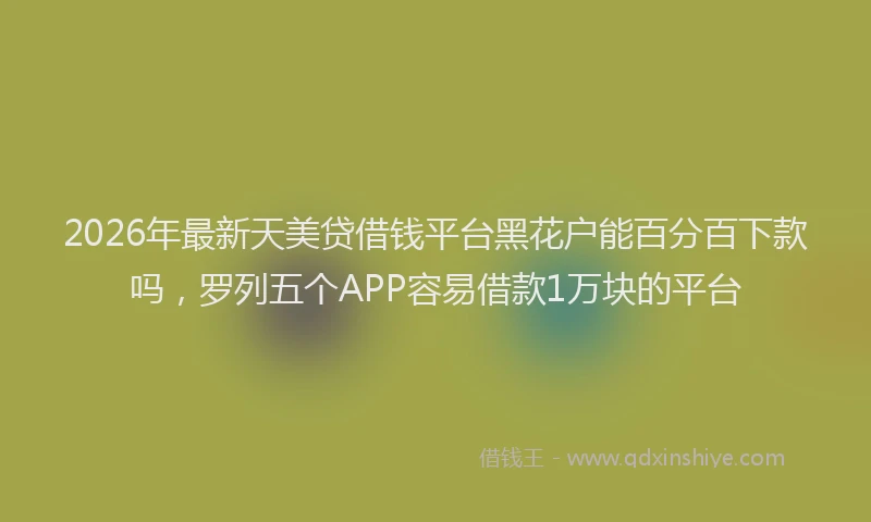 2026年最新天美贷借钱平台黑花户能百分百下款吗，罗列五个APP容易借款1万块的平台