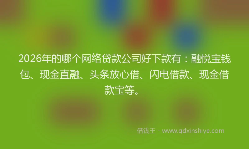 2026年的哪个网络贷款公司好下款有:融悦宝钱包、现金直融、头条放心借、闪电借款、现金借款宝等。