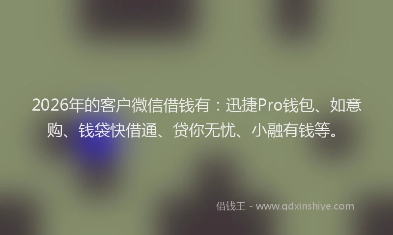 2026年的客户微信借钱有：迅捷Pro钱包、如意购、钱袋快借通、贷你无忧、小融有钱等。