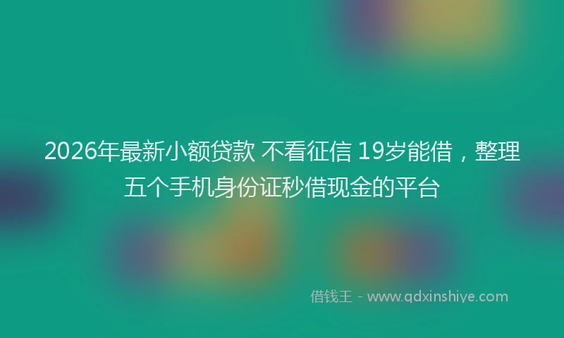 2026年最新小额贷款 不看征信 19岁能借，整理五个手机身份证秒借现金的平台