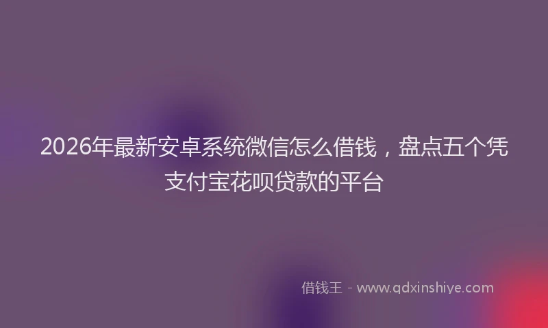 2026年最新安卓系统微信怎么借钱，盘点五个凭支付宝花呗贷款的平台