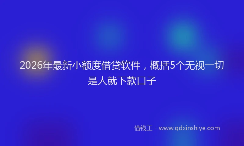 2026年最新小额度借贷软件，概括5个无视一切是人就下款口子