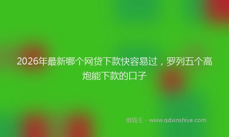2026年最新哪个网贷下款快容易过，罗列五个高炮能下款的口子