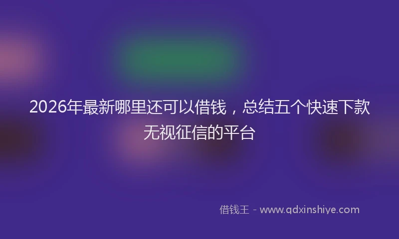 2026年最新哪里还可以借钱,总结五个快速下款无视征信的平台