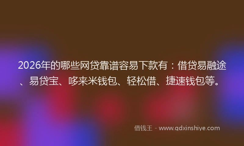 2026年的哪些网贷靠谱容易下款有：借贷易融途、易贷宝、哆来米钱包、轻松借、捷速钱包等。