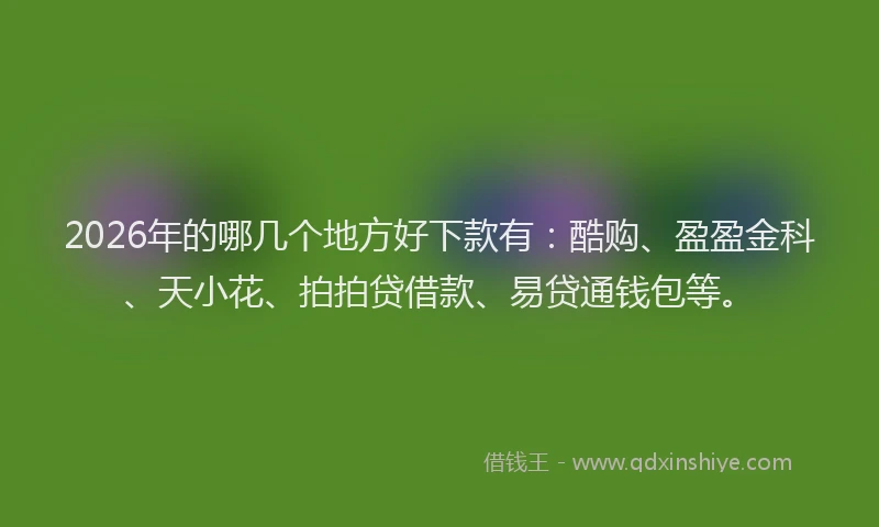 2026年的哪几个地方好下款有:酷购、盈盈金科、天小花、拍拍贷借款、易贷通钱包等。